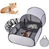 Vesidoloy Box pieghevole per gatti con tunnel, tunnel per recinto per gatti, multifunzionale, con rete traspirante, portatile per animali domestici per interni ed esterni di piccoli animali