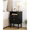 HEYZOEY Comodino nero in legno con porta e vano aperto, tavolino con vano portaoggetti per camera da letto, soggiorno, comodino moderno (39 × 29 × 60 cm)