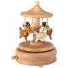 Nicoone Carillon Carousel in Legno,Creativo Mano Manovella Artigianato Scatola Musicale,Stile Vintage,per Decorazioni Natalizie di Compleanno