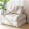 MAXYOYO Divano letto pieghevole convertibile con cuscino e supporto schiena, sedia portatile, comodo da pavimento, per soggiorno e camera da letto, beige