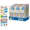 BJORG Bevanda di Avena Integrale Biologica, Bevanda Vegetale a Basso Contenuto di Grassi, Fonte di Fibre, Senza Zuccheri Aggiunti, Gusto Pieno, Bio, Prodotto in Italia, 12x1L