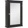 kleankin Mobiletto Bagno Pensile con Specchio e Anta a Chiusura Magnetica, 41x14x60 cm, Nero | Aosom Italy