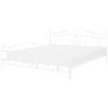Beliani Struttura Letto in Metallo Bianco con Doghe Design Vintage 160 x 200 cm