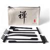 ZEN&TAO Set di sei attrezzi da giardino zen in miniatura giapponese, design elegante, facile da pulire, senza muffa, robusto e funzionale, perfetto per mini giardino zen fai da te (nero (con sacchetto