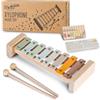 Stoie's 8 piastrelle Colours of Joy C-Key Xylofon tastiera giocattolo per bambini piccoli con bacchette e spartiti