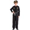 LOLANTA Costumi Polizia Bambino Uniforme Completo Poliziotto Set Carnevale Costume di Halloween Giornata Mondiale Delle Professioni Cappello+Cintura+Manette+Cravatta, Nero, 7-8 anni, S