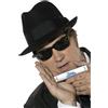Smiffys Kit di accessori dei Blues Brothers, Cappello, occhiali da sole, armonica e cravatta