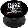Funny Photography and Motorcycle Riding Amo le lenti e la fotografia in moto PopSockets PopGrip Adesivo