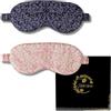 Ade'Soie Confezione regalo 2 maschere per dormire pura seta di gelso 22 momme grado 6A maschera da notte seta biologica per donna e uomo con stampa vintage ipoallergenica, sonno riparatore adulto
