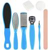YNR Kit professionale per pedicure, include 8 raspe per piedi, rimozione calli e pelle morta, in acciaio inox, tagliaunghie dei piedi, kit per la cura dei piedi, per donne e uomini, salone o casa (blu)