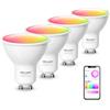 DiCUNO Lampadine Wi-Fi LED Inteligente GU10, Compatibile con Alexa e Google Home, Faretto 5W Dimmerabile Multicolore 2700K-6500K RGBCW, 320LM Equivalente 50W, Nessun Hub Richiesto, 4 Pezzi