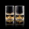 DUJUST Bicchieri da Shot Montagna Dorata (45 ml), Set di Bicchieri da Shot in Cristallo Decorati con Montagna in Oro 24K, Senza BPA né Piombo, Perfetti per Collezione - 2 pcs