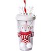 Jodsen Bicchiere d'acqua con Cannuccia e Coperchio, 420ml Tazza Cannuccia a doppia parete, Bottiglie d'acqua Natalizie Prova Perdite per Bambini, Adulti, Scuola, Ufficio, Ciclismo, Sport, Viaggi (Alce)