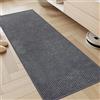 KMVIZI Tappeto Cucina Antiscivolo Lavabile, 45x120cm Tappeto Cucina in Ciniglia, Passatoia Assorbente in Gomma, Runner Facile da Pulire, per Sala da Bagno, Disimpegno, Pranzo, Lavanderia, Grigio