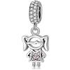 LES FOLIES DI PAOLA GRIECO Charm Bambina Figlia Vestito Rosa ciondolo pendente in argento 925 - Les Folies per Pandora