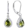 YL Donna Orecchini Pera Argento 925 con pietra portafortuna di Agosto Zirconia cubica Peridoto Verde Orecchini