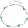 YFN Perline/pietra di luna/turchese/essonite/onice/quarzo rosa/perle nere/opale opale braccialetto per le donne in argento sterling S925 bracciale regolabile da spiaggia gioielli, 7+2 inch, Argento