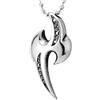 COOLSTEELANDBEYOND Collana con Pendente Fiamma Tribale per Uomo in Acciaio con Zircone Nero, Stile Gotico Punk