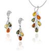 AMBEDORA Piccolo set di gioielli da donna Amber 458, ciondolo con collana e orecchini, ambra baltica colorata, argento sterling 925, idea regalo
