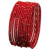 Touchstone Collezione bangle di filo di seta fatto a mano in filo di seta sintetica aspetto esotico con perline rossetto rosso bracciali di design per donna 2.25 Set di 12 Rosso
