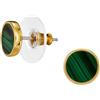 Traveller Orecchini da donna - placcato oro 22 carati - vera malachite - verde - Ø 9 mm - unici - 112506, 9 mm, Metallo Malachite metallo, Malachite