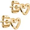 day berlin day.berlin piccoli orecchini a cuore a perno da donna placcati oro 18k, 6mm di diametro, acciaio inox 316L, senza nichel e resistenti all'acqua