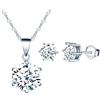 MICSAVI Collana e Orecchini Set di Gioielli da Donna Ciondolo Zirconia cubica con Catenina in Argento Sterling 925