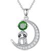 LONAGO Collana Bradipo da Donna Argento Sterling 925 Delizioso Bradipo con Pietra Portafortuna a Forma di Luna Collana con Ciondolo (Maggio)