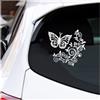 JNNJ Adesivi per Auto Farfalla Fiori, Adesivi Impermeabile Vinyl Auto, Auto Decorazione Porta Parabrezza Posteriore Adesivi, Universale Esterni Accessori Decorativi per Camion Motociclette(Bianco)