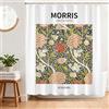 BREASOME Stile William Morris Tenda Doccia Antimuffa 180 x 180 cm Floreale e Foglie Botanici Tenda Vasca da Bagno Tessuto in Poliestere Resistente all'Acqua con 12 Ganci