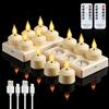 Broyal 12 Pezzi Candele LED Ricaricabili Tea Light con Telecomando,Candele a Led Piccole,Candele Senza Fiamma Per Halloween Natale Decorazioni Casa