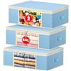 NEWSONA Set da 3 Borse Salvaspazio Pieghevoli 50L - Blu nebbia - Tessuto a 3 Strati con Finestra Trasparente - per Vestiti, Coperte, Letto, Armadio