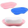 AidShunn 2 portasapone autodrenanti da bagno, in gomma siliconica, per doccia, cucina, vasca da bagno, spugne, facili da asciugare, facili da pulire (rosa e blu)