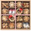 COM-FOUR® Set da 56 Pezzi di Decorazioni per l'Albero di Natale - stelle, campanelle, abeti e figure tradizionali come decorazioni - piccoli pendenti di paglia - arazzi naturali