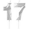 mciskin Candele argento per 17° compleanno, 3D numero 17 candela per torta, decorazioni per 17° compleanno per ragazzi e ragazze, decorazioni per torte candela argento per torta per feste di