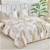 Tokokimo Copripiumino per letto 135/150 e 240 x 220 cm, motivo con rami e foglie, in microfibra, 3 pezzi, composto da 1 copripiumino da 240 x 220 cm + 2 federe per cuscino da 50 x 75 cm, bianco e oro