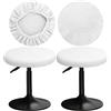 YINGAYOU Copri Sgabello Rotondo 30-40cm Fodera Sgabello Rotondo con Quadrati in Peluche, Elastici, Morbidi e Confortevoli, Dai Colori Intensi (2, Bianco)