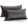 Zenssia Luxury - Set di 2 federe in raso, 40 x 80 cm, morbide come federe in seta, 40 x 80 cm, per la cura dei capelli e della pelle, con chiusura lampo, colore: Nero
