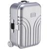 LOLANIUT Mini trolley salvadanaio per vacanze, argento, regalo per le vacanze, con scomparto per carte di credito e ruote mobili, idea regalo per bambini, adolescenti, appassionati di viaggio