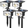 btfarm 4 Pezzi Luci Solari da Giardino con Sensore di Movimento, 3 Modalità Faretti Solari a LED da Esterno IP65 Impermeabile, 6500K Faretto Lampade Solare Potenti per Cortile Prato, Bianco Freddo