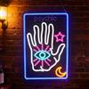 Nordstylee Segno al neon della carta dei tarocchi psichici, le decorazioni della stella della luna si illuminano, segno di indovina, lettore psichico, segno LED della carta dei tarocchi