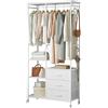 Mintnook Appendiabiti con Cassetti, Stand Appendiabiti, Armadio Aperto, Guardaroba, Attaccapanni Moderno, Ripiani Regolabili, 4 Ganci, Bianco