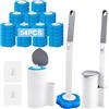 Feelhap Scopino WC Usa e Getta, Scopino Bagno WC, Pulisci Water USA e Getta Scopino WC con Spugnette Manico Lungo con 54 Ricariche Cleaner,Spazzola WC con supporto, Sistema di Pulizia per Bagno,WC