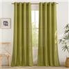 PONY DANCE Tende Lino per Interni Curtains Camera da Letto Moderne con Anelli Filtro Luce Tende Semitrasparenti per Salotto Eleganti 2 Pezzi L 140 x A 245 CM, Giallo Verdognolo