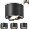 GeyouLux 4x Faretti LED Soffitto - Orientabile - Ø80x50mm Extra Piatto & Inclinabile a 38° - 5W 500LM 4000K - Con modulo LED incluso - Alluminio - Faretto LED Interno, Lampada da Soffitto（Nero）