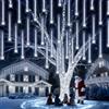 PEMOTech Luci natalizie per esterni, 16 tubi 576 LED da 16 pollici, luci per doccia meteorite all'aperto, luci impermeabili a ghiacciolo, Luces Navideñas para Exteriores, bianco, 15,2 m per albero di