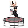 DH FitLife Trampolino Fitness Indoor Pieghevole senza Installazione | Trampolino Ø121 cm 48 Pollici | Portata 150 kg | Maniglia Regolabile a 3 Altezze | Stabile e Silenzioso per Bambini e Adulti
