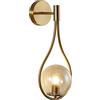 KCO Applique da parete a forma di globo di vetro, stile vintage, senza fili, per vano scale, bagno, camera da letto (oro + ambra)