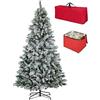Albero Di Natale Innevato RELAX4LIFE Con Luci LED E Pigne | 135/180/210 Cm | Base In Metallo - 4