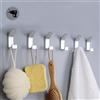 Poprkdre 6 Ganci appendiabiti Adesivo Gancio Portasciugamani Portasciugamani da bagno, Ganci adesivi a muro per cucina, bagno, ufficio, alluminio, Argento